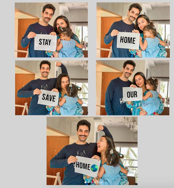 Angad Bedi, Neha Dhupia and Mehr Dhupia Bedi